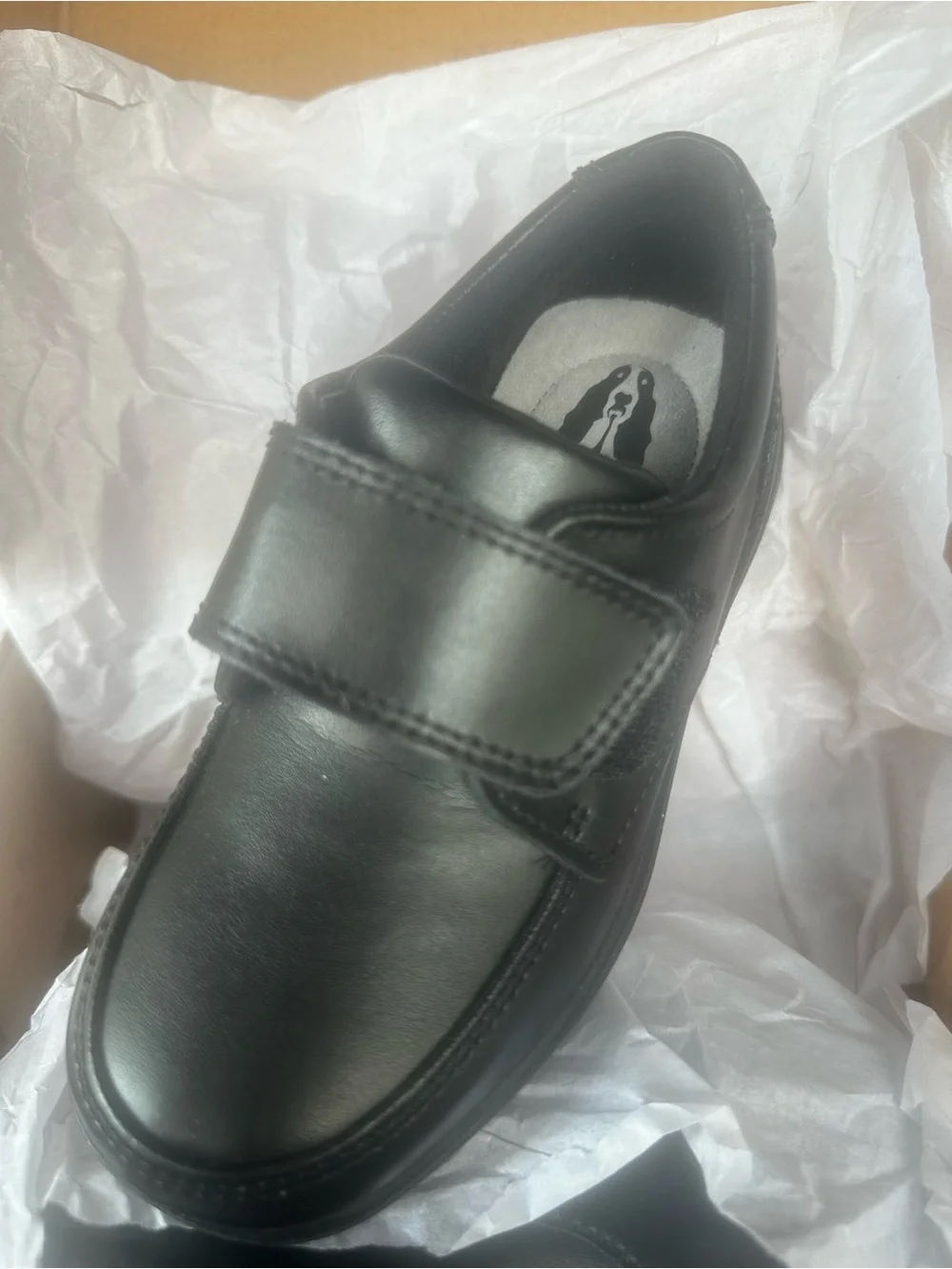 Hush Puppies Kids Black Hook-and-Loop Dress Shoe